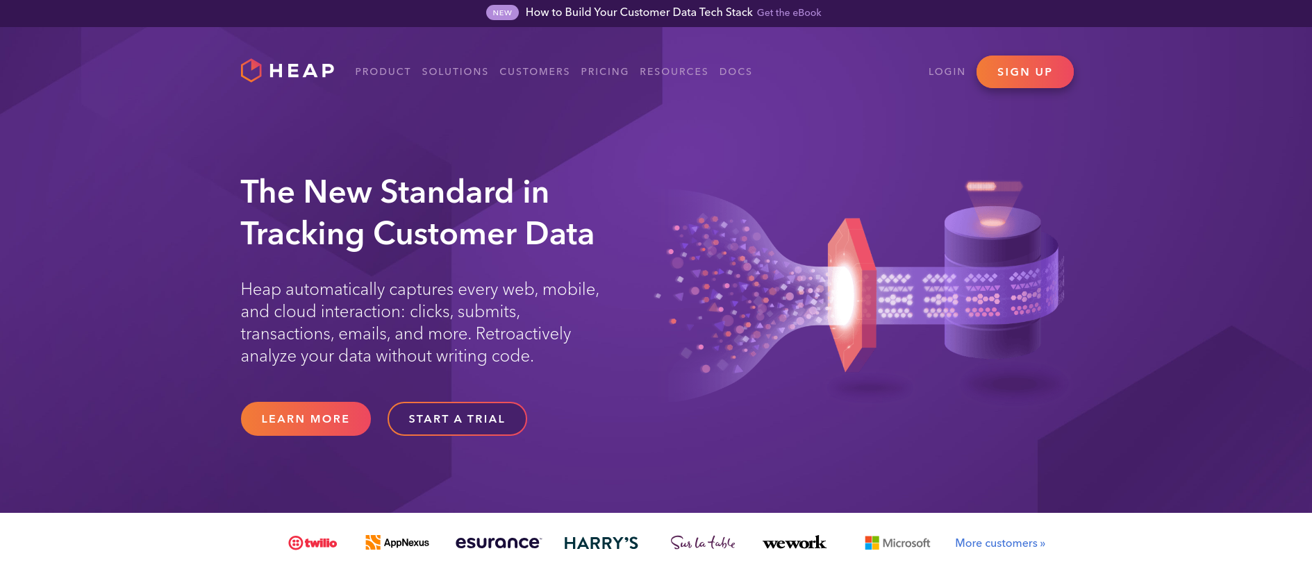 heap product marketing tool landing page